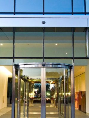 Main entrance doors at an institutional public building