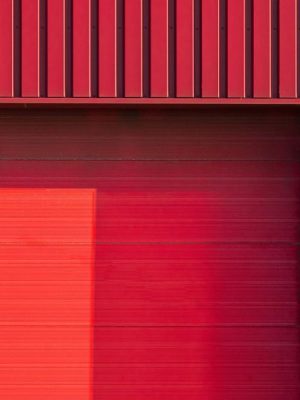 Industrial door at a marine port facility